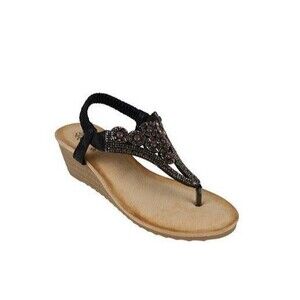 Good Choice Womens 8.5 M Black Chloe Embellished Wedge Sandals DISPLAY LI1